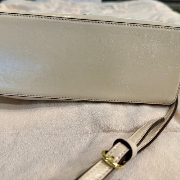 FRANCES VALENTINE Crinkled Leather Skip Tote Bag In Oyster - Picture 5 of 7